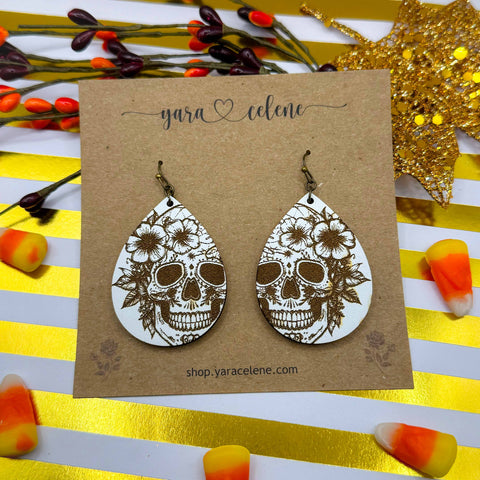 Engraved Skull Earrings