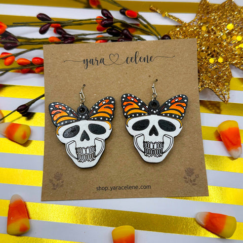 Monarch Skull Earrings