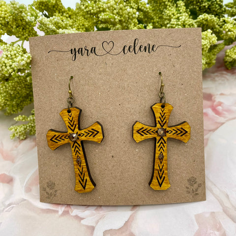 Jeweled Cross Earrings