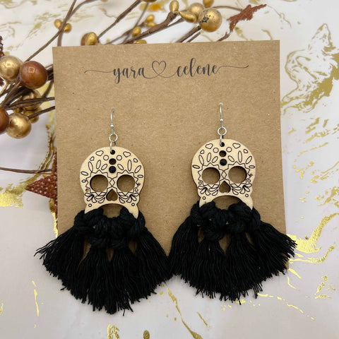 Sugar Skull Macrame Earrings