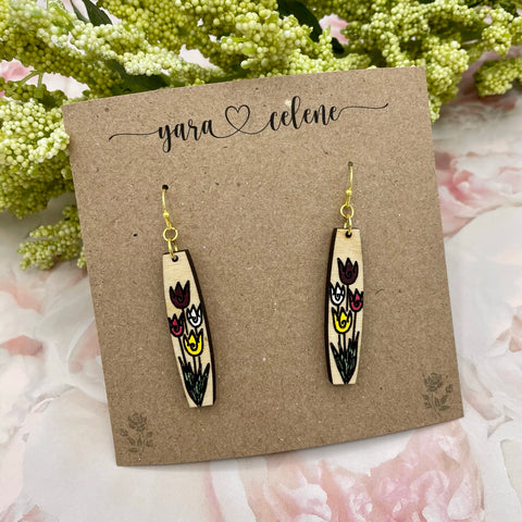 Spring Flower Wooden Earrings