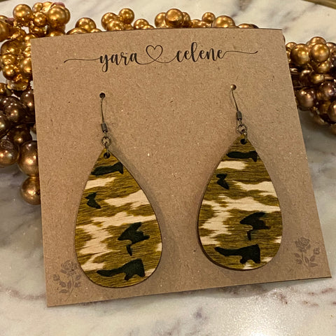 Camouflage Teardrop Earrings
