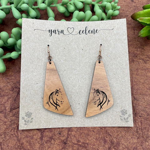 Wooden Horse Silhouette Earrings
