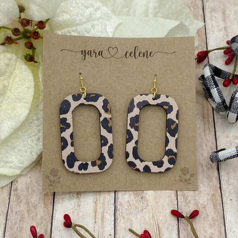 Leopard Box Wooden Earrings