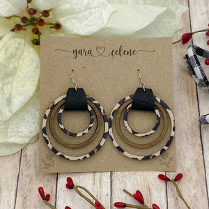 Leopard Hoop Wooden Earrings