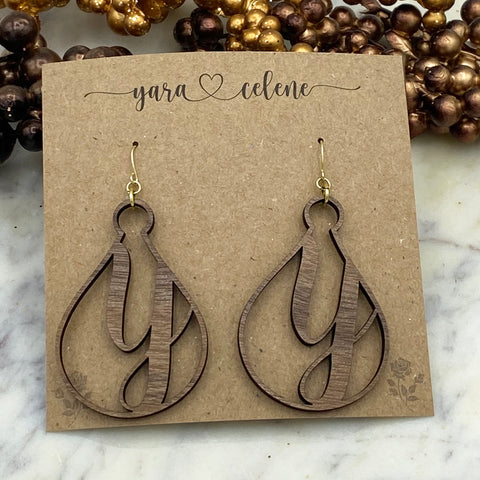 Initial Monogram Wooden Earrings