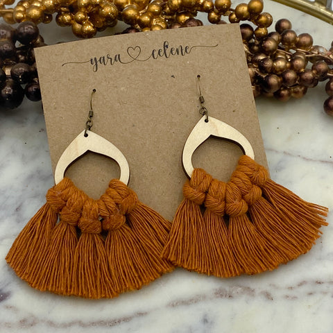 Rust Macramé Teardrop Earring