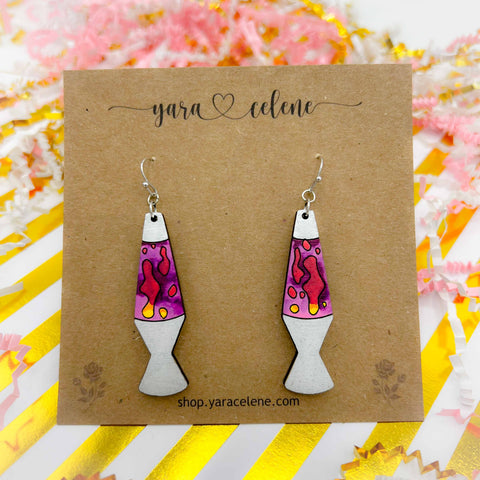 Lava Lamp Wooden Earrings