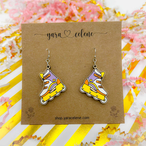 Roller Blade Wooden Earrings