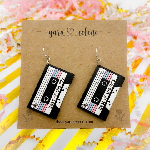 Cassette Tape Wooden Earrings