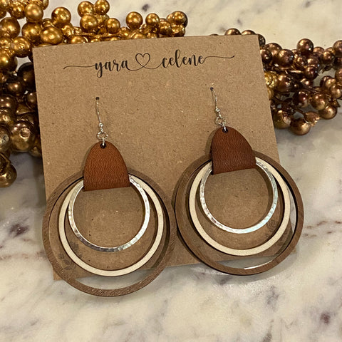 2" Wood & Silver Hoop Earrings (Multiple Color Options)